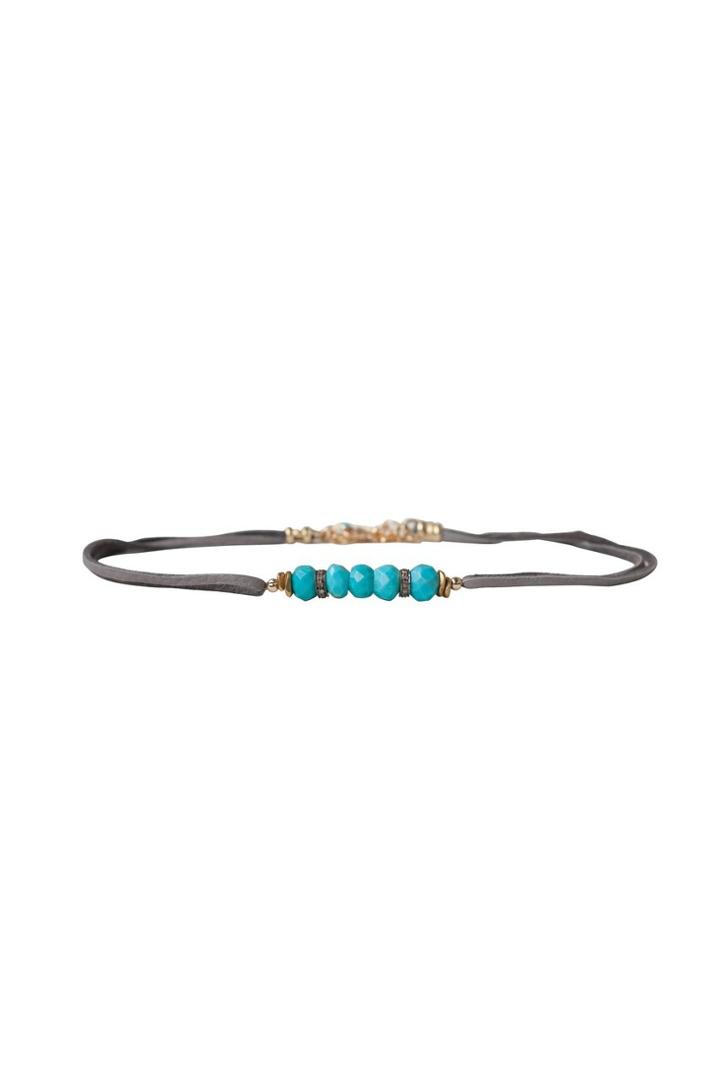 Heather Gardner - Pave Double Diamond Turquoise Choker