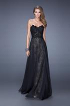 La Femme - 20798 Dazzling Strapless Sweetheart Lace Evening Gown