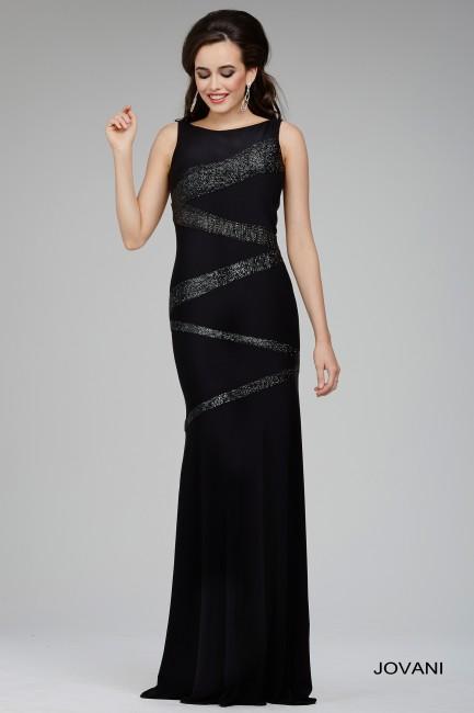 Jovani - Stunning Bateau Neckline Dress With Beaded Bodice 24743