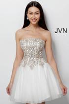 Jovani - Jvn63635 Gilded Straight Across Neck Mesh A-line Dress