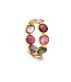 Tresor Collection - Multicolor Tourmaline Round Stackable Ring Band In 18k Yellow Gold