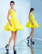 Ieena Duggal - 48478i Classic V-neck Flutter Dress