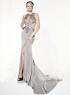 Panoply - Sultry Beaded Crew Neck Mermaid Dress 14820