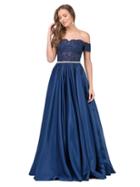 Dancing Queen - Embroidered Scalloped Off Shoulder Gown