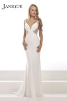 Janique - Sleeveless Crystal Embellished Tapered Strap Mermaid Gown Ja2008