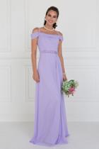 Elizabeth K - Gl1522 Draped Cowl Back A-line Chiffon Gown