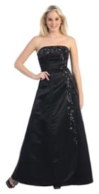 Elegant Beaded Straight Neck A-line Satin Dress