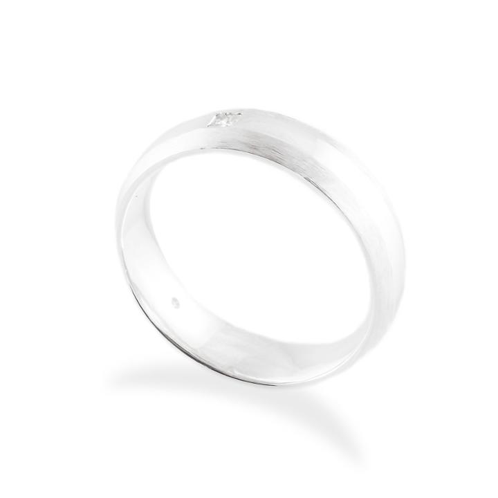 Teri Jon - Men's Princess Diamond Brushed And Polished Wedding Band