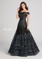 Ellie Wilde - Ew21825 Sequined Lace Tulle Off-shoulder A-line Dress