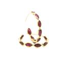 Tresor Collection - Ruby Oval Hoop Earrings In 18k Yellow Gold