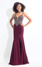Rachel Allan - 6080 Beaded Plunging Gown With Slit