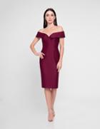 Terani Couture - 1811c6001 Knee Length Surplice Off Shoulder Dress
