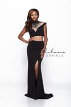 Milano Formals - Sophisticated Two-piece Black Jersey Dress E1981