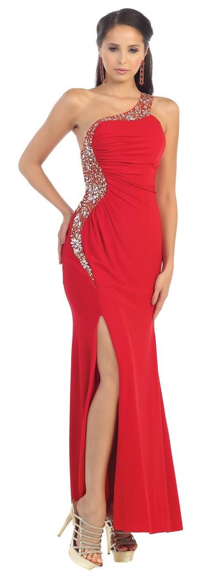 Glittering One Shoulder Strap Low Back Dress