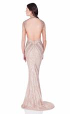 Terani Couture - Deep V-neck With Sparkling Stones Illusion Sleeve Gown 1621gl1882