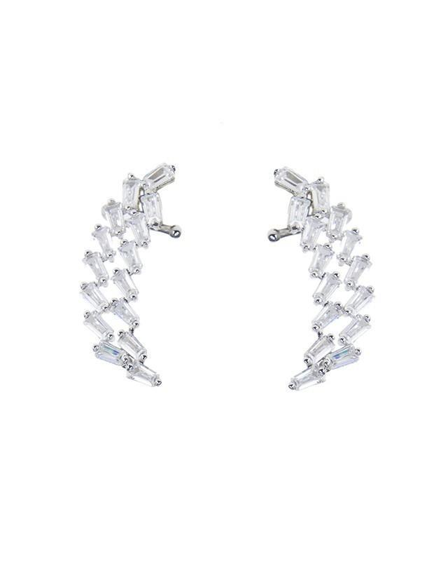 Cz By Kenneth Jay Lane - Baguette Cz Double Curved Crawler