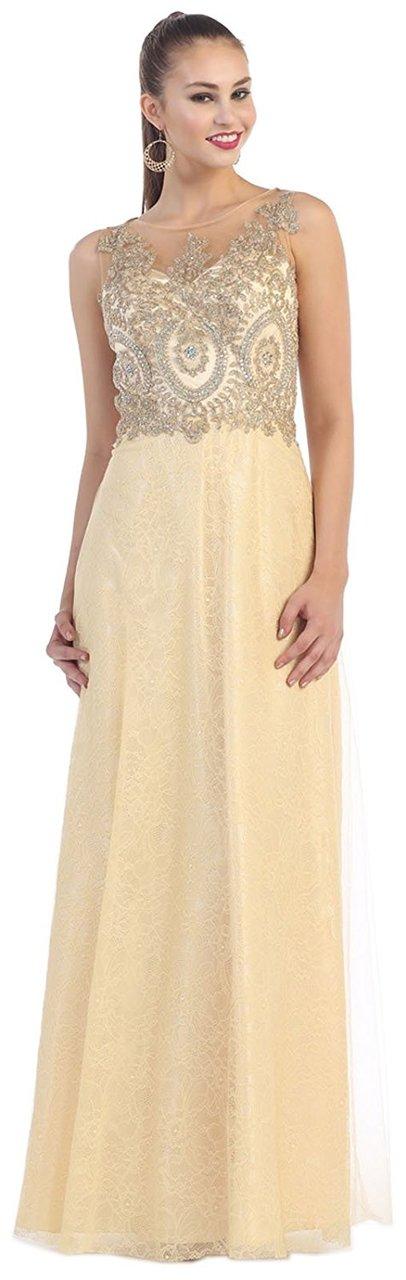 May Queen - Elegant Beaded Bateau Neck A-line Dress Mq1293