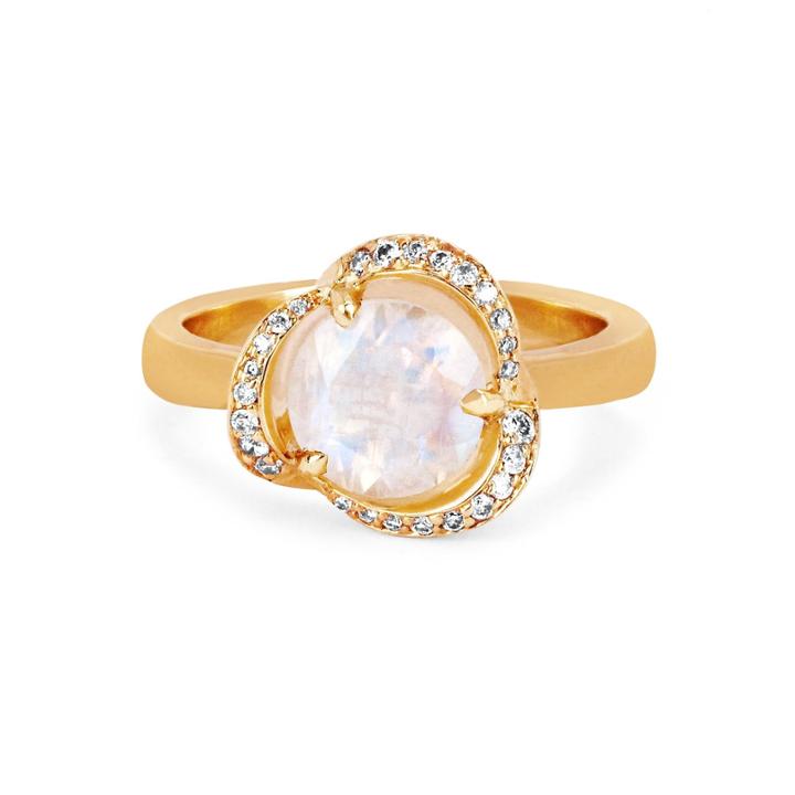 Logan Hollowell - Moonstone Bloom Ring With Diamonds Small