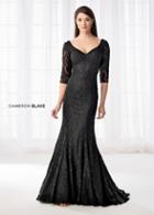 Cameron Blake - 218601 Allover Corded Lace Trumpet Formal Gown