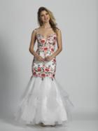 Dave & Johnny - A6489 V-neck Floral Embroidered Mermaid Gown