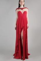Beside Couture By Gemy - Cpf14 4075 Ornate Shoulder Drape Slit Gown