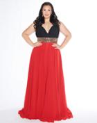 Mac Duggal - 66410f Deep V-neck A-line Chiffon Gown