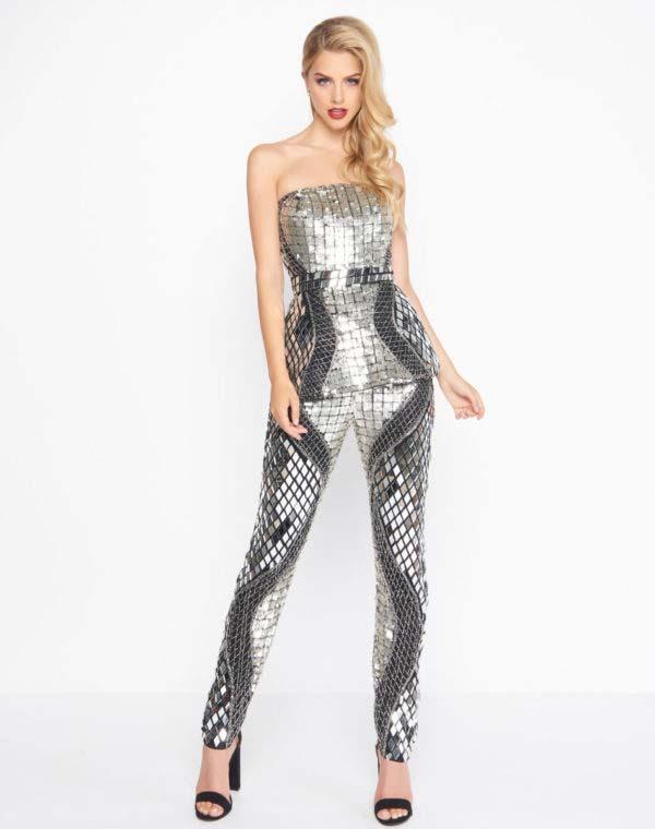 Mac Duggal - 4641r Two Piece Embellished Jumpsuit