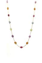 Tresor Collection - Multicolor Stones Oval Necklace In 18k Yellow Gold