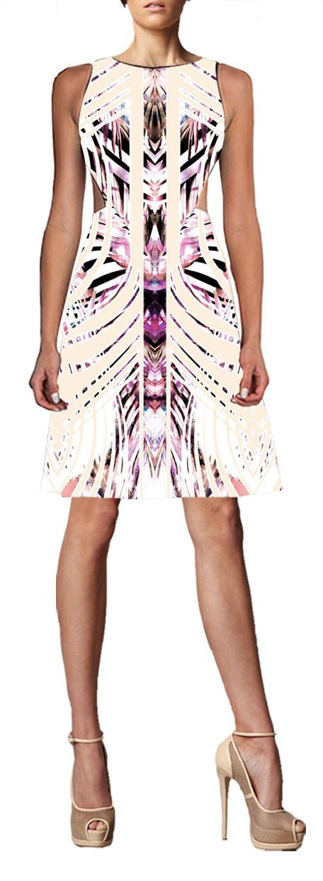 Johanne Beck - Claudette - Side Cut Dress / Blush Geo 1s