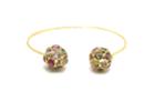 Tresor Collection - Multicolor Stones Oregami Ball Bangle In 18k Yellow Gold