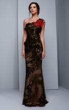 Beside Couture By Gemy - Bc1332 Floral Embellished Asymmetrical Gown