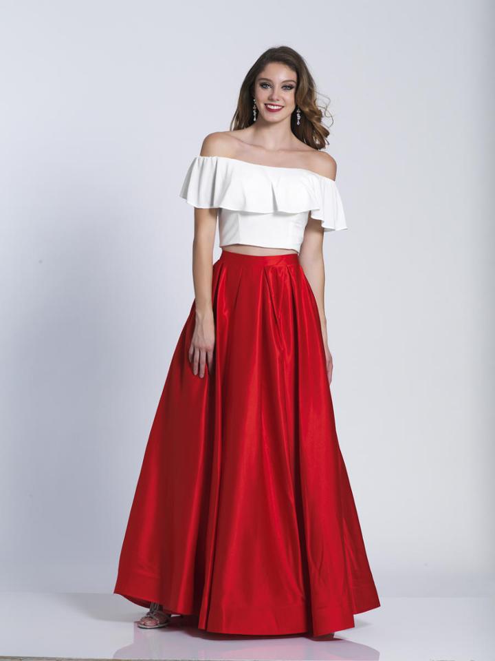 Dave & Johnny - A6139 Two Piece Off The Shoulder A-line Gown