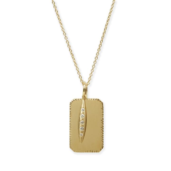 Elizabeth Buenaventura - Dog Tag With Sweet Pea Charm Necklace