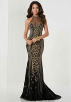 Tiffany Homecoming - 46128 Gilt Embellished Illusion High Neck Gown
