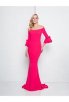 Terani Couture - 1811e6135 Quarter Length Sleeve Off-shoulder Dress