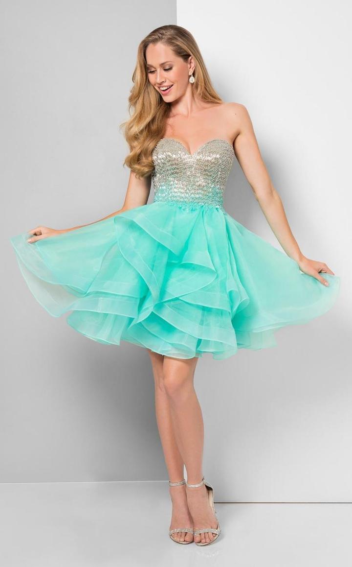 Terani Couture - Ombre Beaded Bodice Lace Back Short Prom Dress 1711p2234