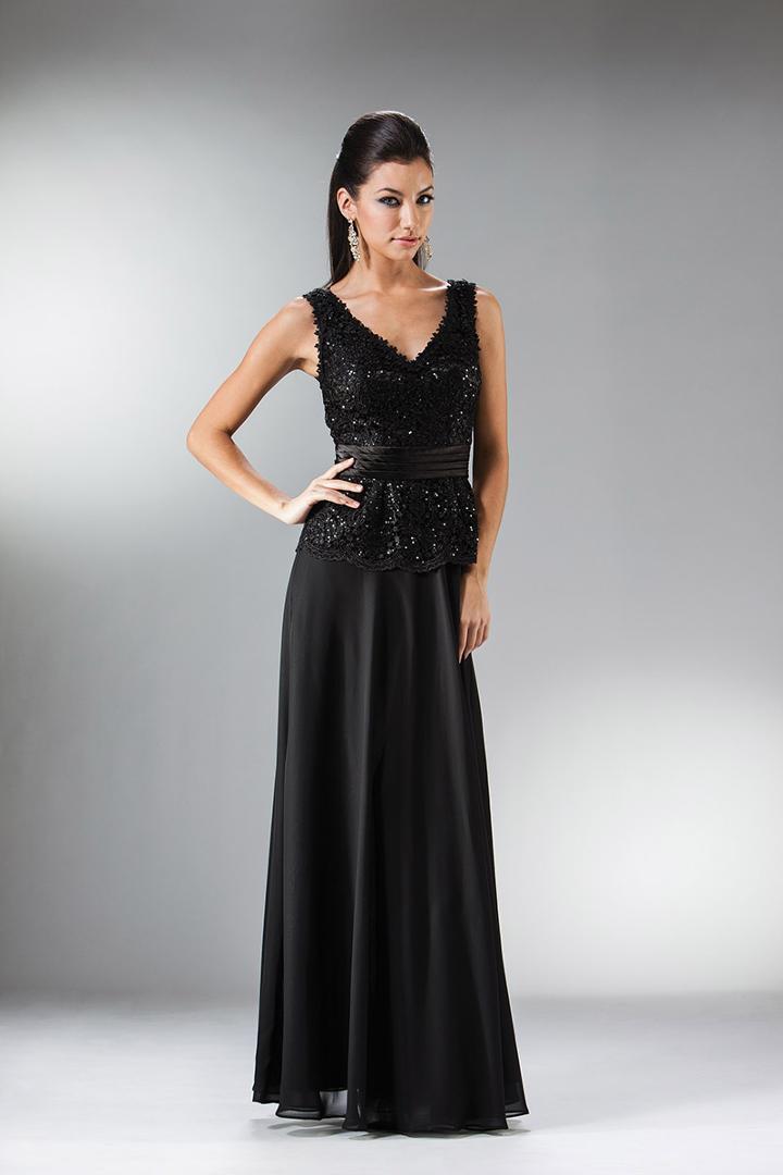 Cinderella Divine - Sequin-ornate Lace Peplum Detailed Gown