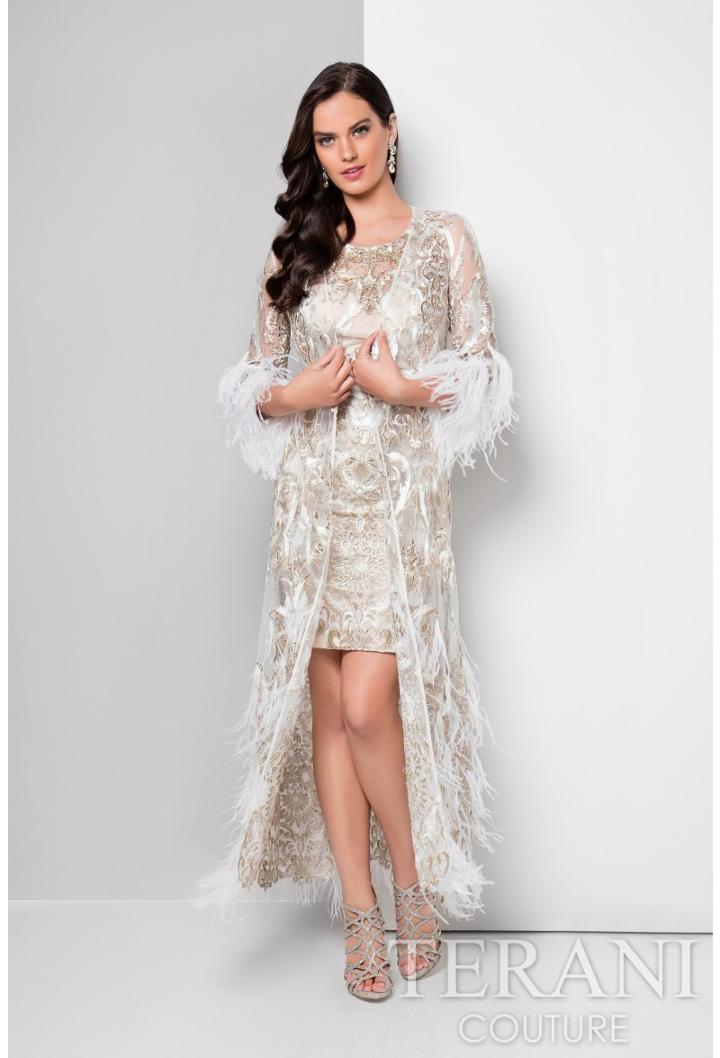 Terani Evening - Ensembled Two Piece Dress With Embroidered Overcoat 1712c3055