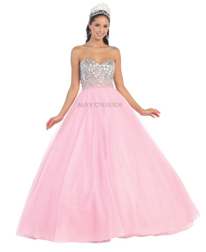 Iridescent Rhinestone-encrusted Sweetheart Ball Gown