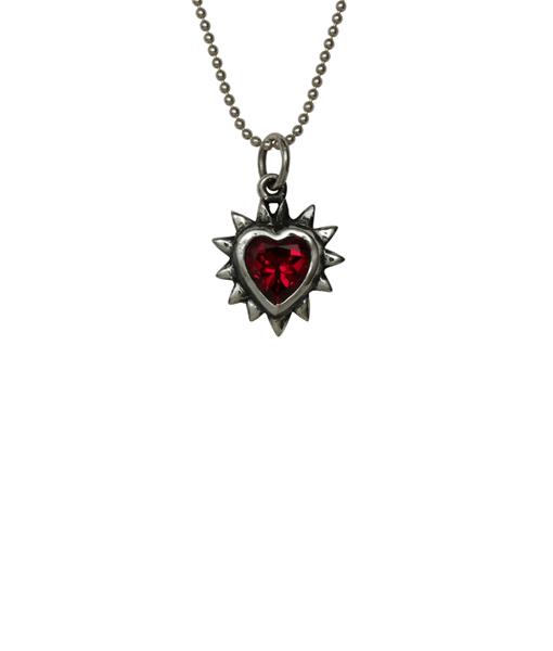 Femme Metale Jewelry - Spiked Gem Heart Charm Necklace
