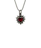 Femme Metale Jewelry - Spiked Gem Heart Charm Necklace