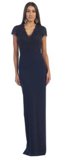 May Queen - Dazzling Laced V-neck Column Dress Mq1269