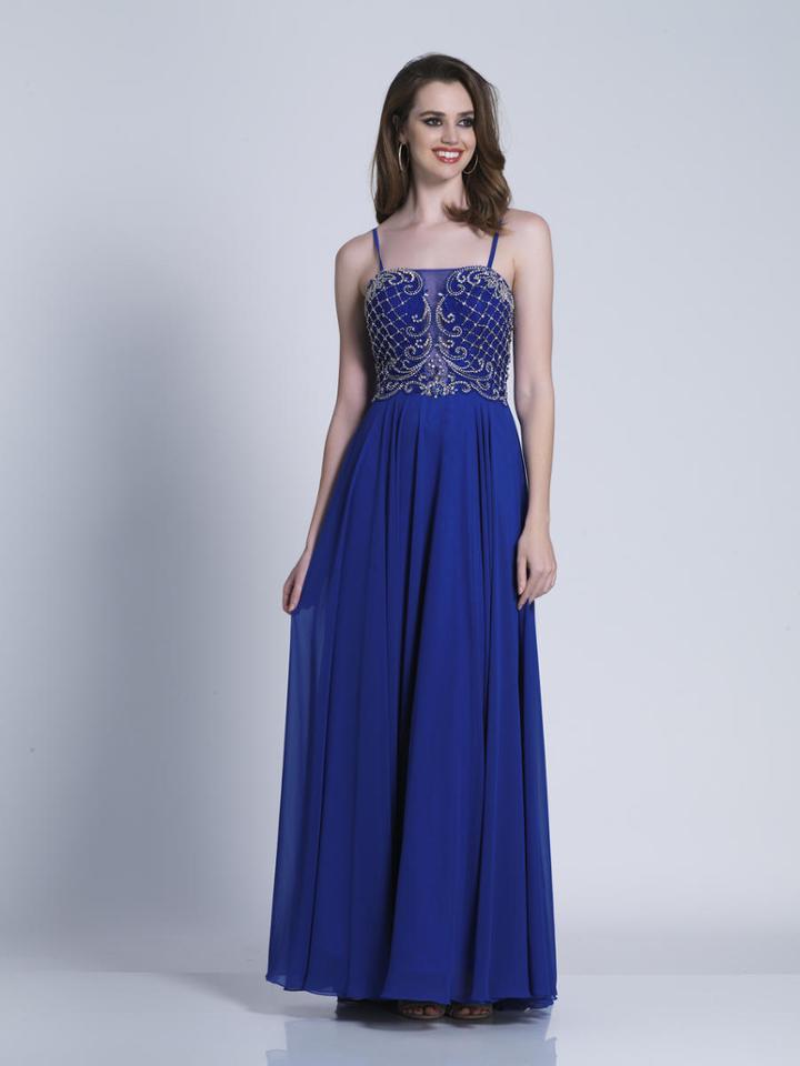 Dave & Johnny - A6193 Thin Straps Embellished A-line Gown