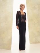 Montage By Mon Cheri - 15969 Strapless Foliage Motif Sheath Gown