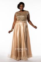Sydney's Closet - Sc7162 Plus Size Dress In Gold