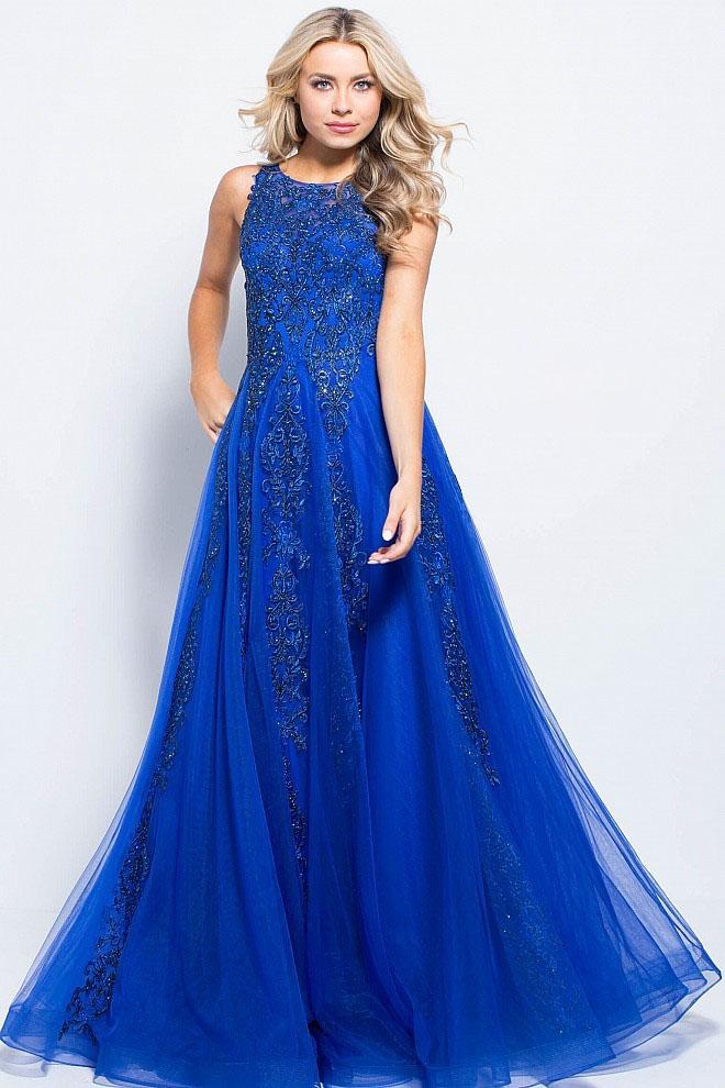 Jovani - Jvn59046 Embellished Sleeveless Tulle Gown