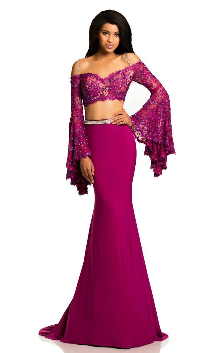 Johnathan Kayne - 8024 Two-piece Bell Sleeve Ornate Lace Sheath Gown