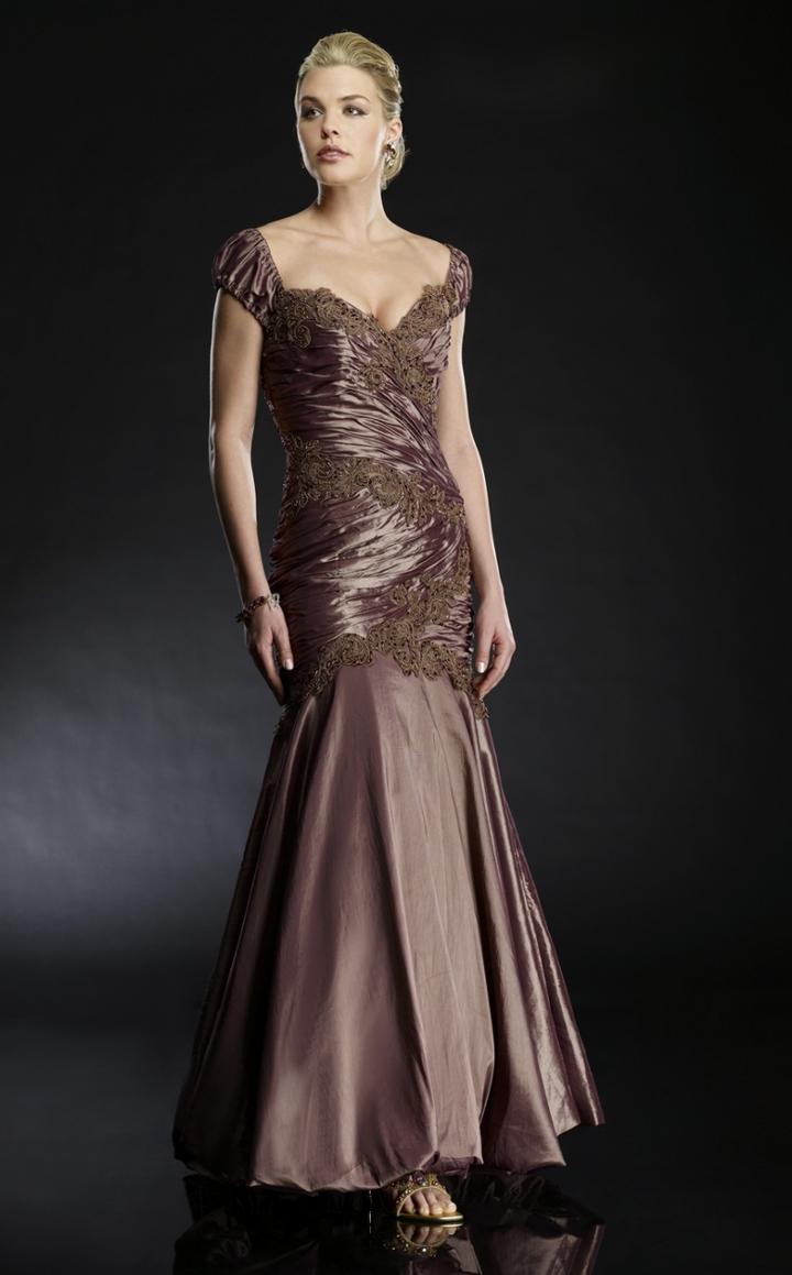 Janique - J041 Iridescent Taffeta Dress In Bronze