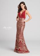 Ellie Wilde - Ew21820 Embroidered Sequined Lace Trumpet Dress