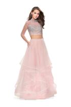 La Femme - 25555 Two Piece Bedazzled Ruffled Tulle Dress